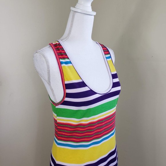 Feathers Colorful Racer Back Long Slug Dress Size Large - Picture 5 of 12